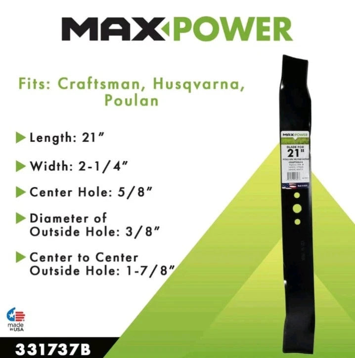 MaxPower 21" Mulching Blade for Craftsman Husqvarna Poulan Mowers Open Box