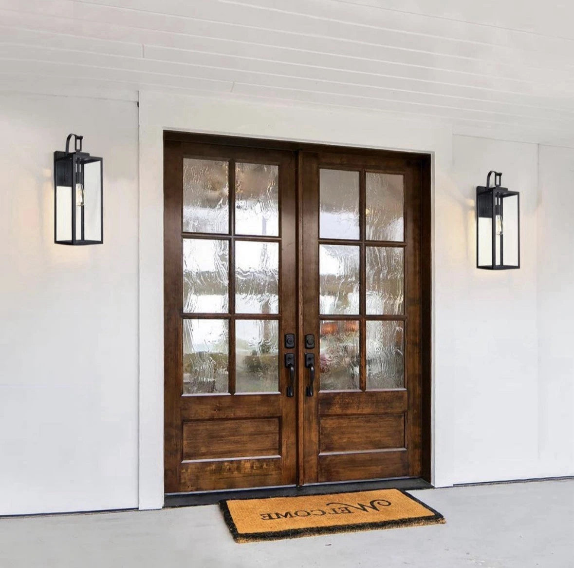 2PK Foothill 22.6 in. 1-Light Matte Black Outdoor Wall Lantern Sconce With…