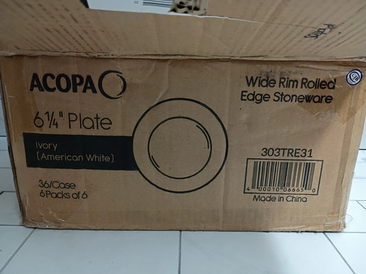 36 Set Acopa Tableware White Bread Plate