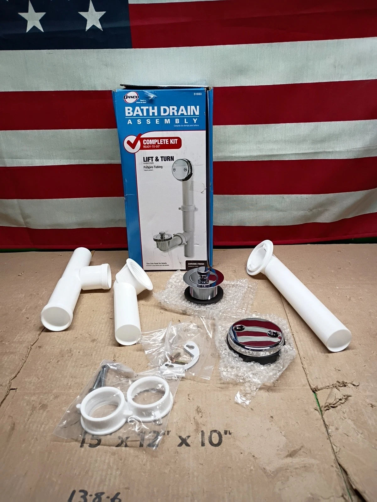 Danco 51933 Twist & Turn Tub Drain Kit, Chrome Finish
