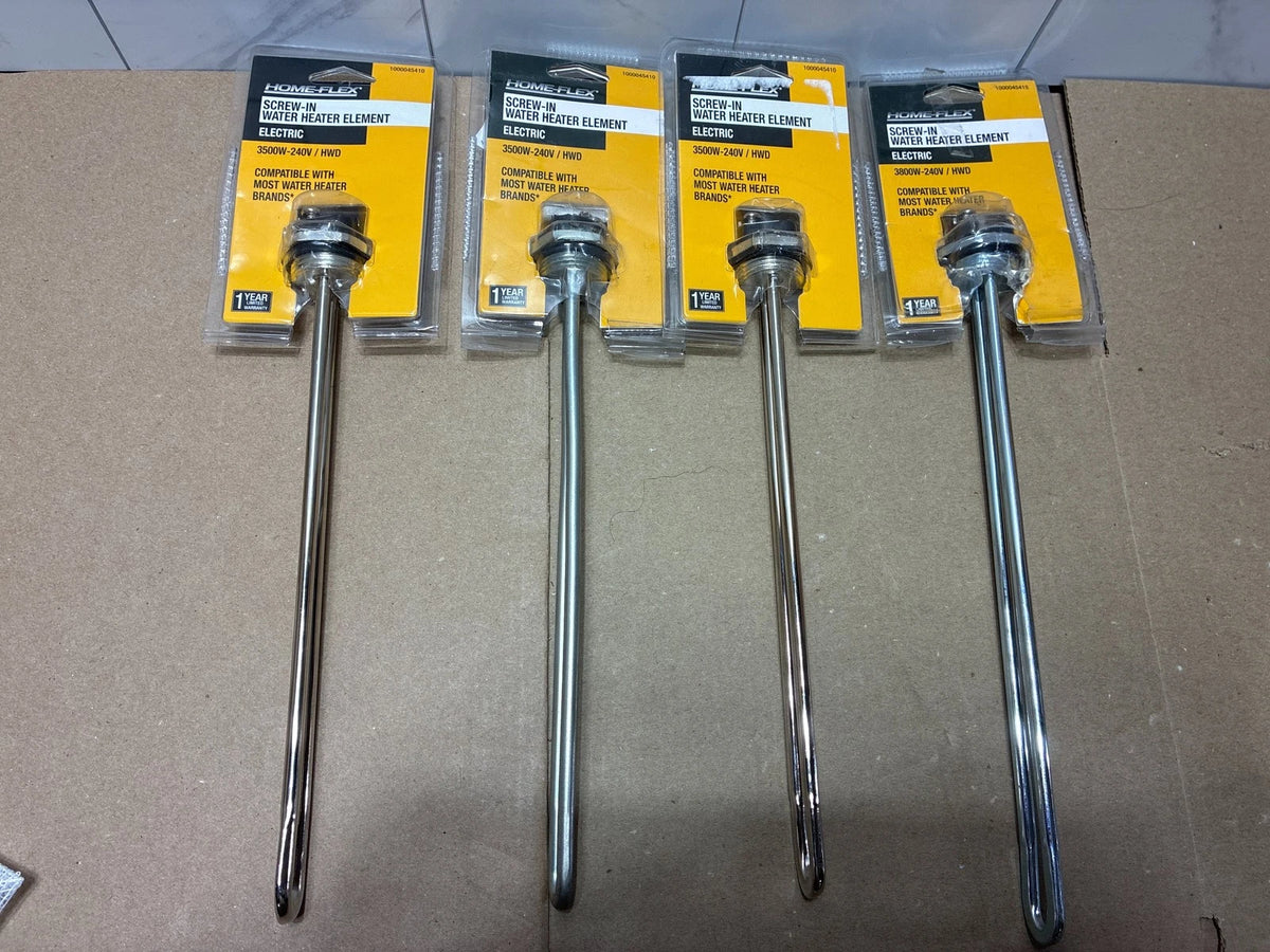 A LOT OF 4 SCREW-IN WATER HEATER ELEMENTELECTRIC 3500W-240V / HWD OPEN BOX