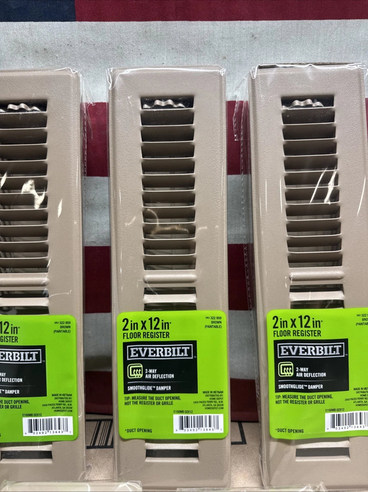 7PK Everbilt Floor Air Register 2 in. x 12 in. 2-Way Steel, Powder Coated Brown