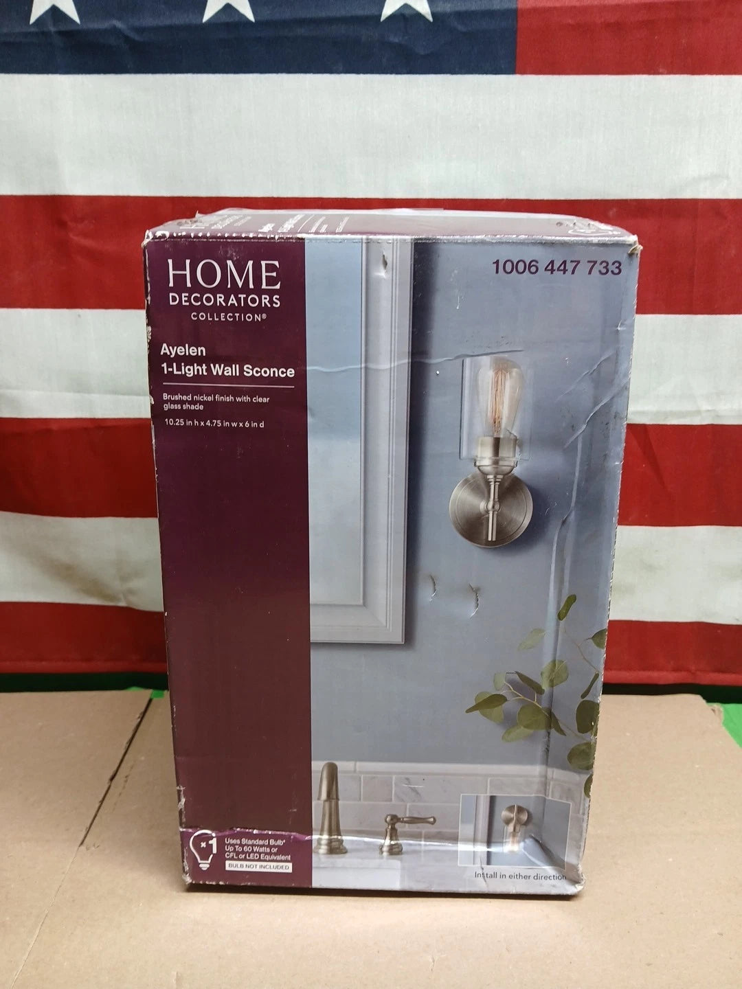 Home Decorators Ayelen 1-Light Brushed Nickel Indoor Wall Sconce, Modern Wall