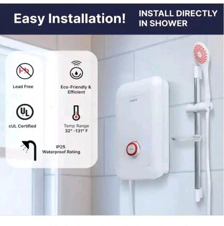 ATMOR6,000-Watt Electric Tankless Water Heater Shower System.