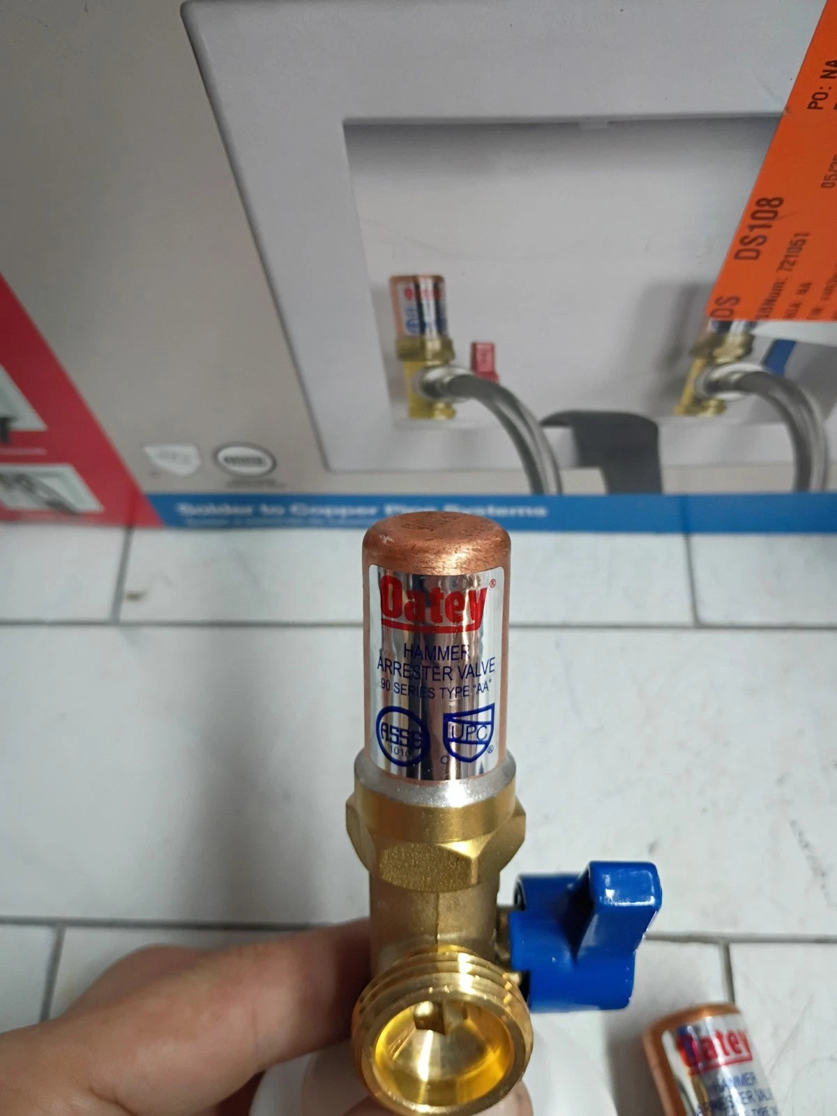 Sweat Connection Washing Machine Outlet Box Water Hammer Arresters 1/4" Turn= OB