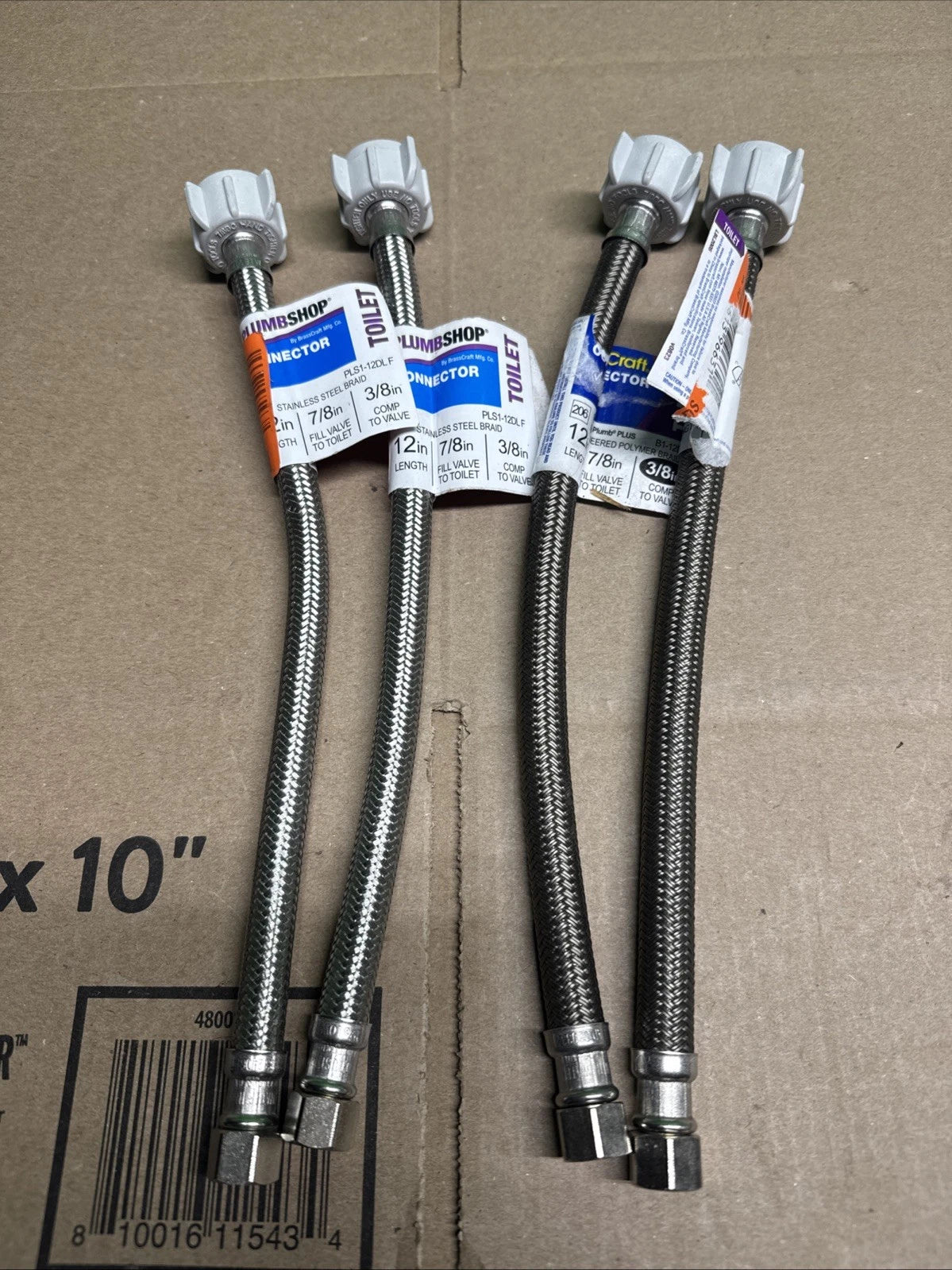 (4Pk) BrassCraft Toilet Supply Line Braided Polymer B1-12DL F