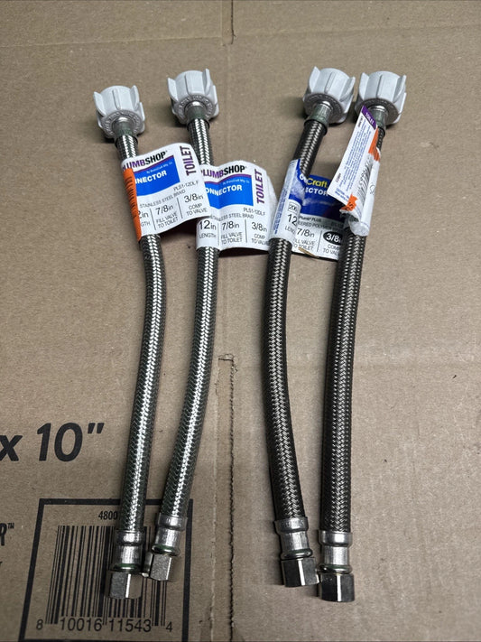 (4Pk) BrassCraft Toilet Supply Line Braided Polymer B1-12DL F