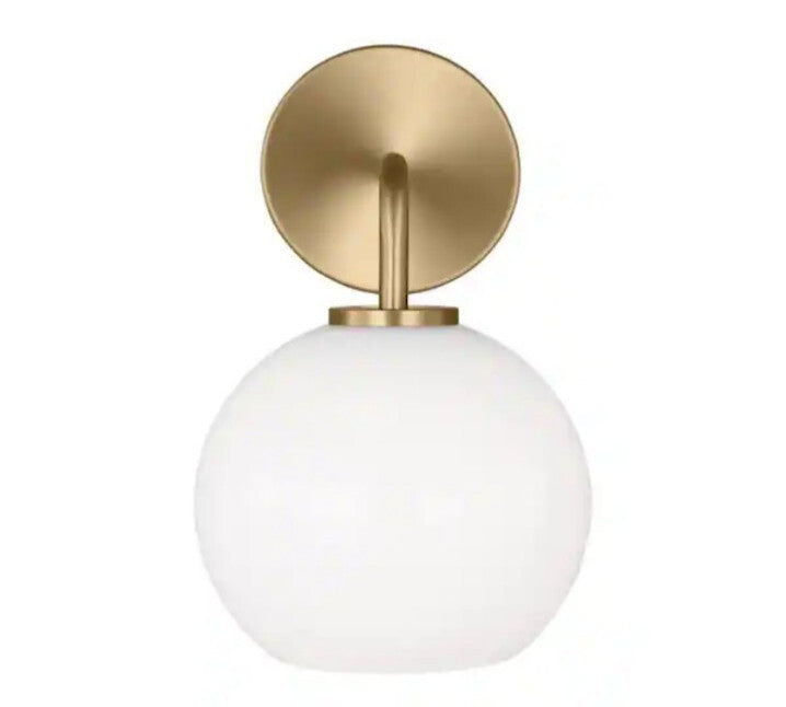 Orley 6.25 in. 1-Light Satin Brass Bathroom Vanity Light Clear Glass Shade OB