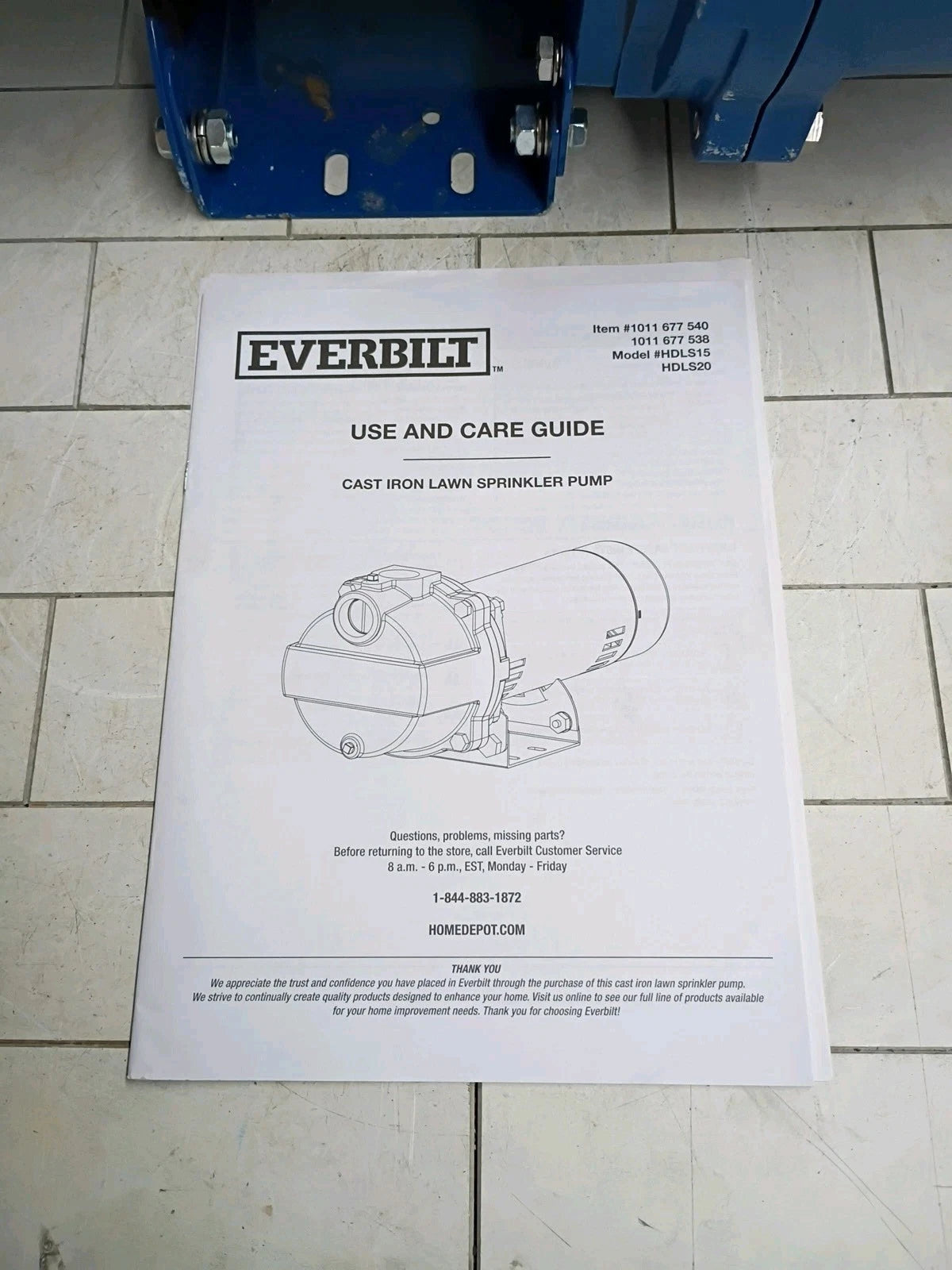 Everbilt 1-1/2HP Cast Iron Lawn Irrigation Pump, 115 /230 Dual Voltage FOR PARTS