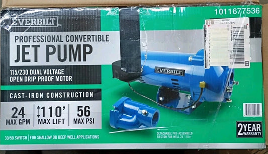 Everbilt 1 HP Professional Convertible Jet Pump. Read Description*PARTS ONLY*