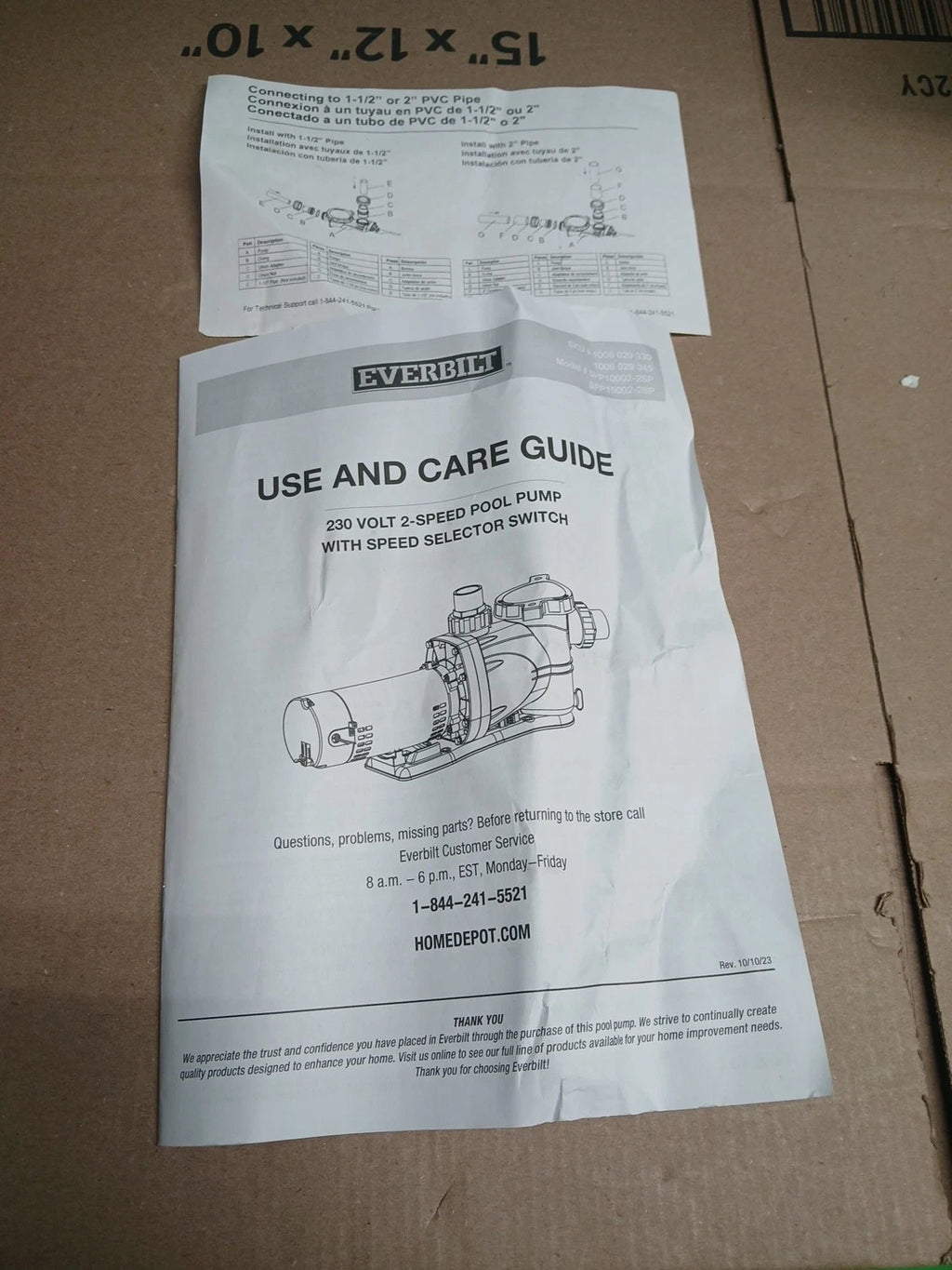 Everbilt 1 HP Pool Pump InGround 2 Speed 230V (Model SPP10002-2SP) NEW OPEN BOX