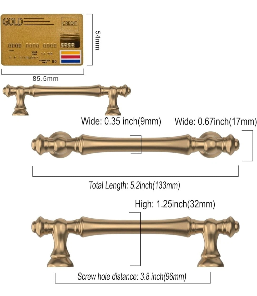 10 Pack Amerdeco ZH0014 Champagne Bronze Cabinet Pulls 3.75 Inch(96mm) Hole