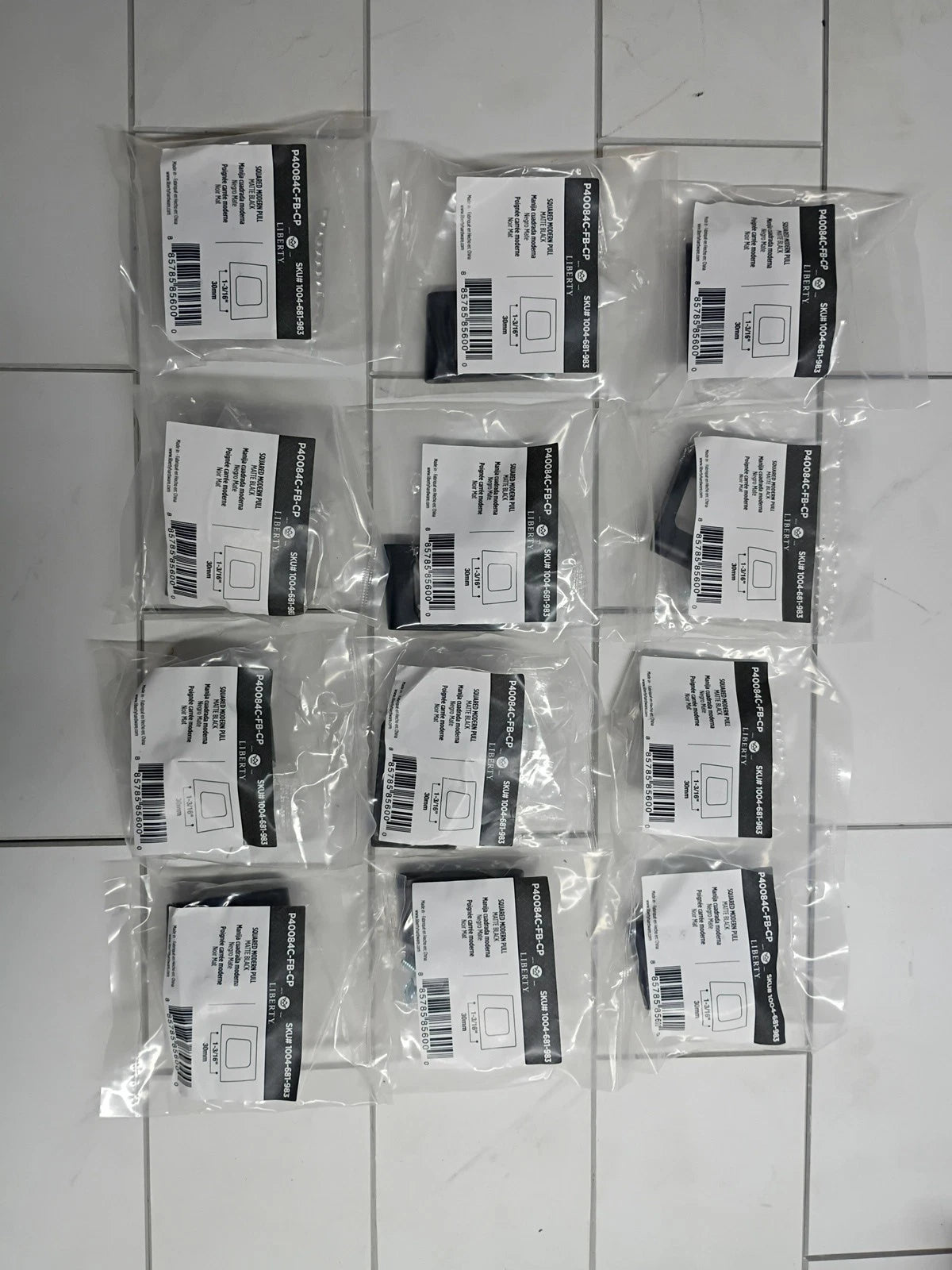 12pk Liberty P40084C-FB-C0 Square Cabinet Pull in Matte Black NEW in Sealed Bag