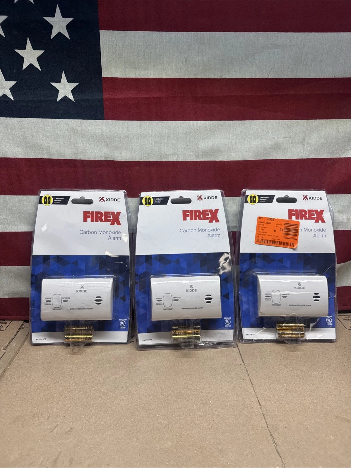 3 Pack Kidde Firex Carbon Monoxide Detector, Battery Operated, KN-COB-LP3
