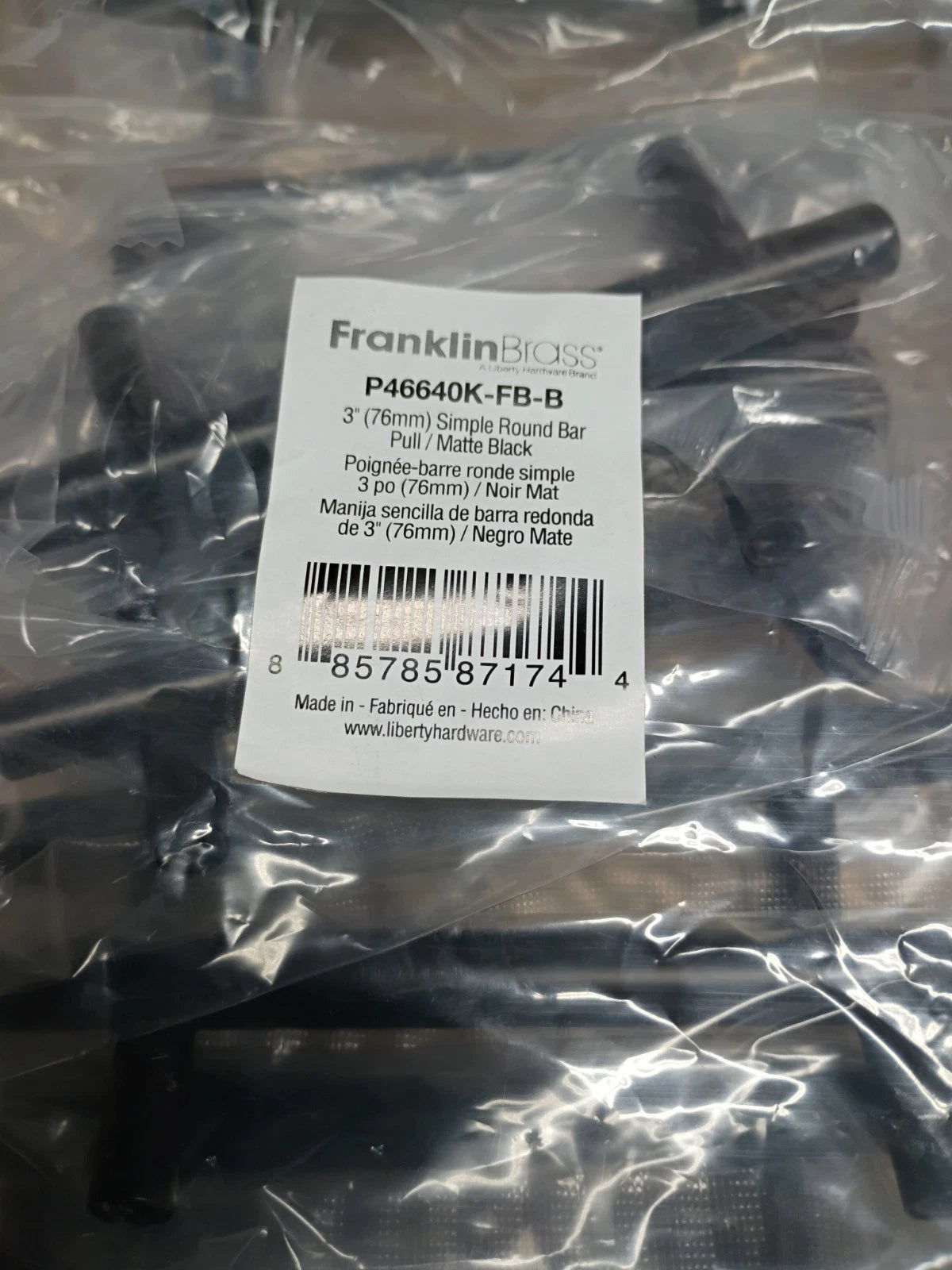 (60-Pk) Franklin Brass. P46640K-FB-B Modern Cabinet Drawer Pulls Matte Black.