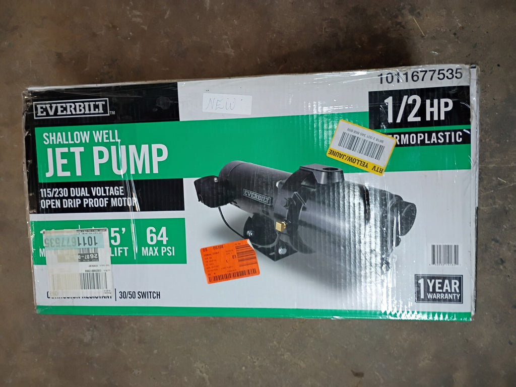 Everbilt HDSWJ5P 1/2 HP Plastic Shallow Well Jet Pump New Open Box