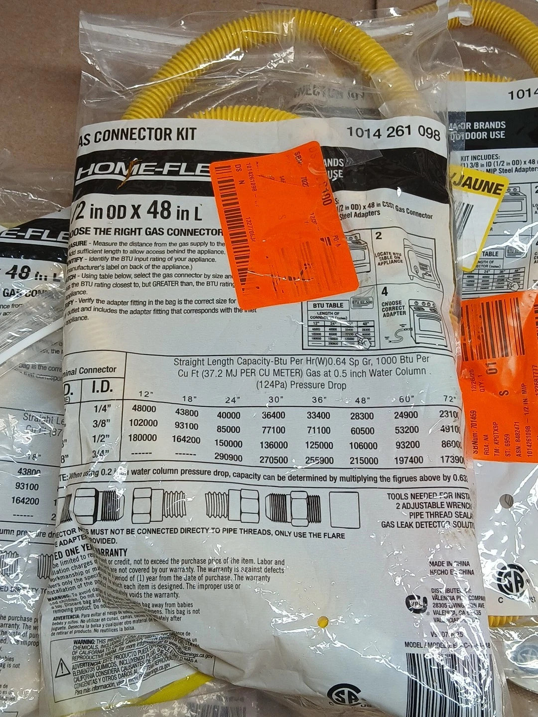 Lot Of 4 Everbilt1/2 in. MIP x 1/2 in. MIP x 48 in. Gas Connector (1/2 in. OD)