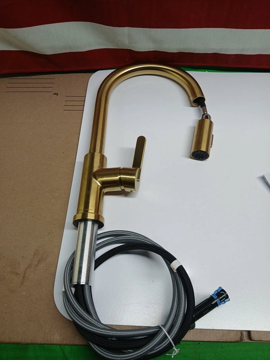 Glacier Bay Paulina Brushed Gold 16.53 in. Kitchen Faucet w/ 360 Swivel Spout