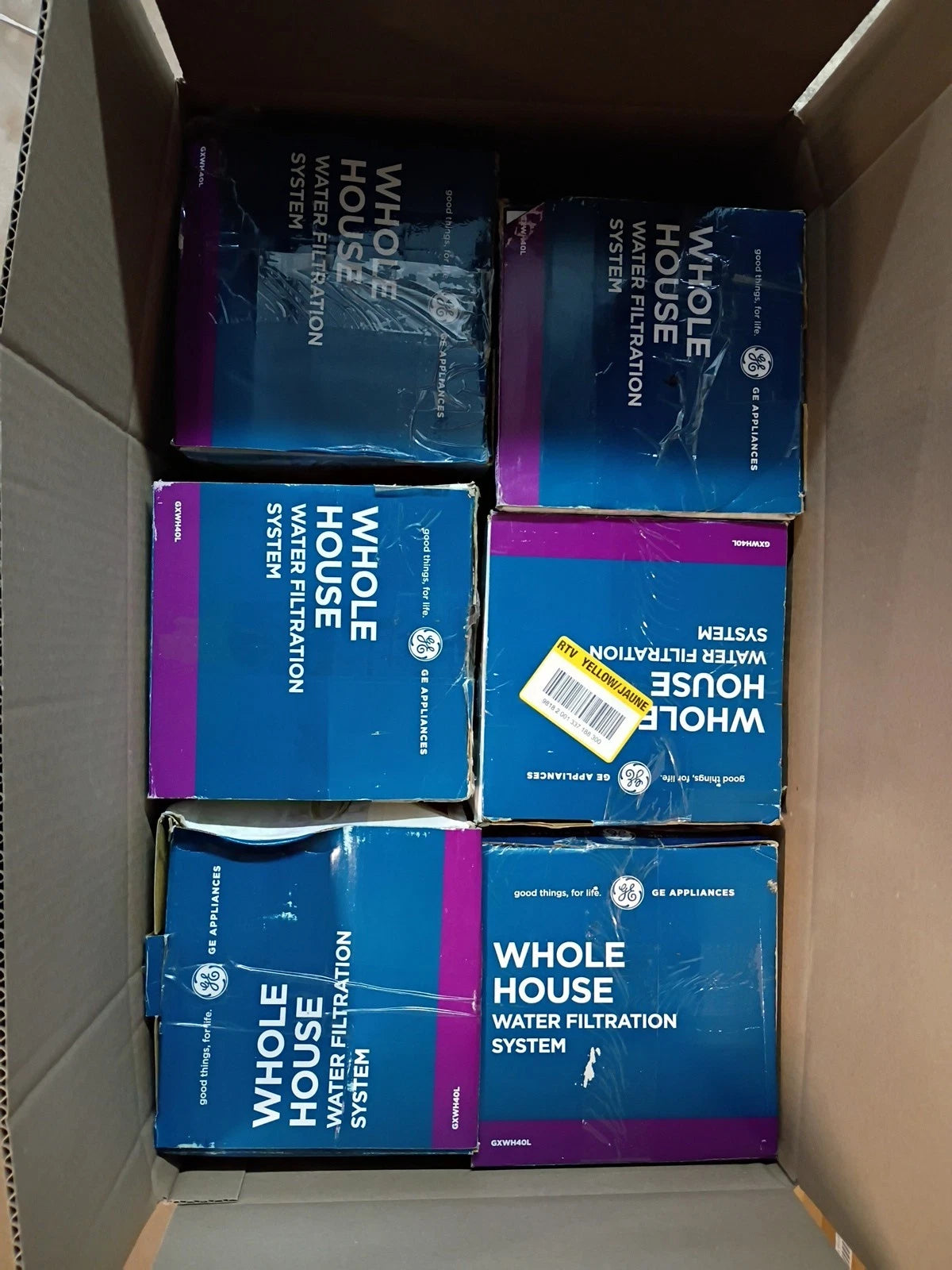 6pk GE Whole House GXWH40L Water Filteration System 084691144779 New Open Box