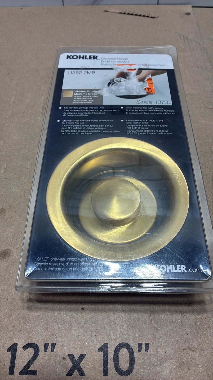 KOHLER K-11352-2MB Disposal Flange and Stopper in Vibrant Brushed Modern Brass