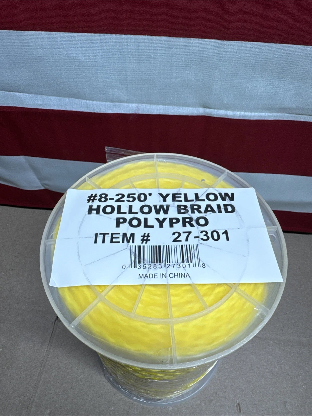 T.W Evans Cordage 27-301 1/4-Inch by 250-Feet Hollow Braid Polypro Rope, Yellow