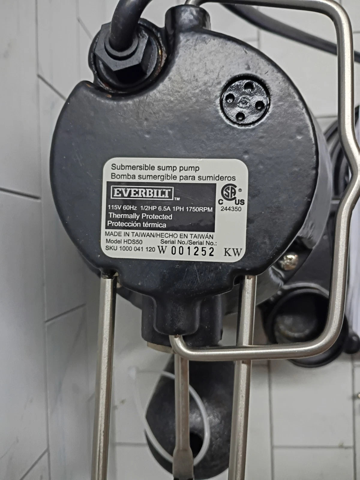 Everbilt HDS50 1/2 HP Cast Iron Sump Pump Used, Read Description