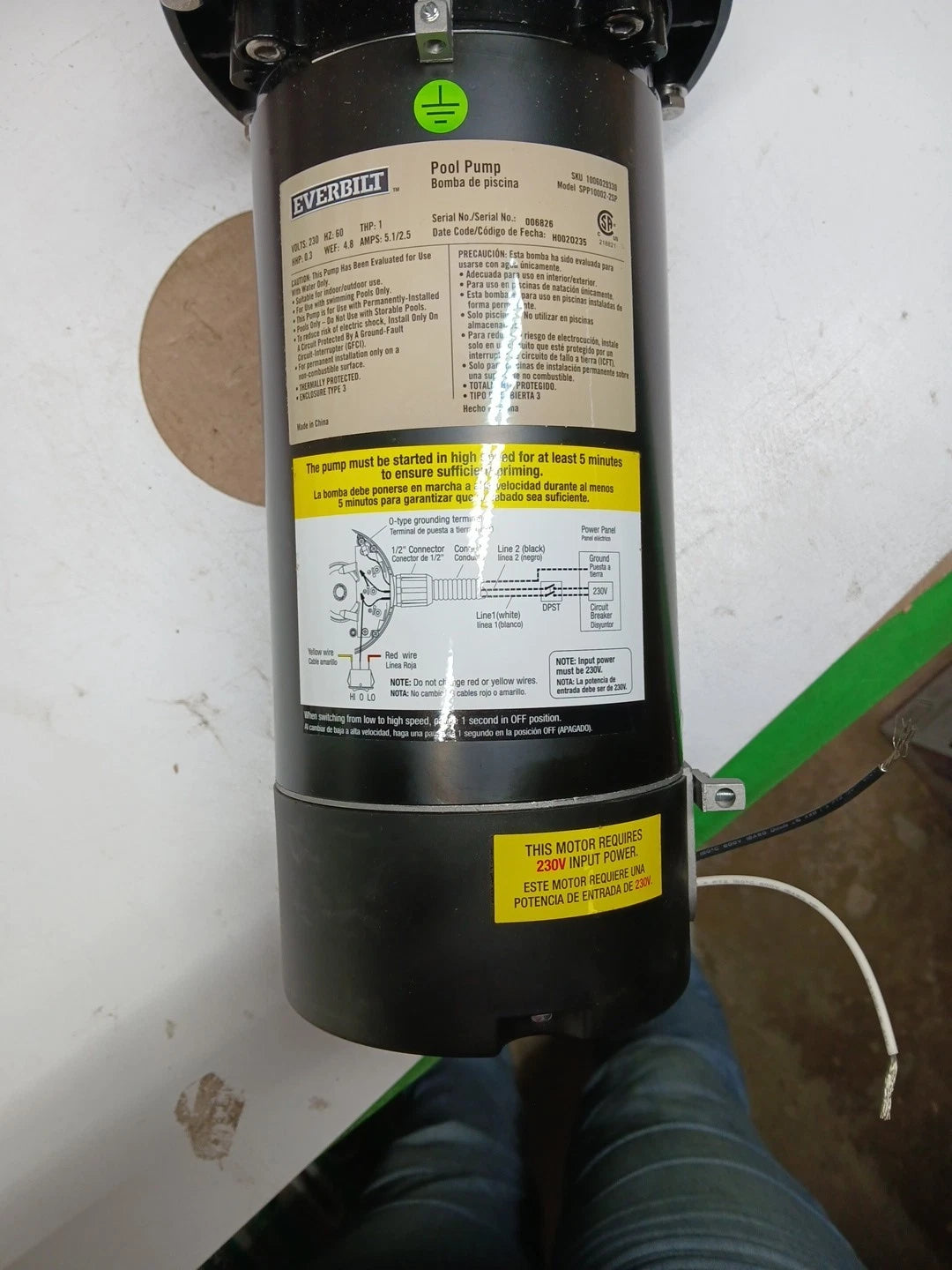 Everbilt 1 HP Pool Pump InGround 2 Speed 230V (Model SPP10002-2SP) NEW OB