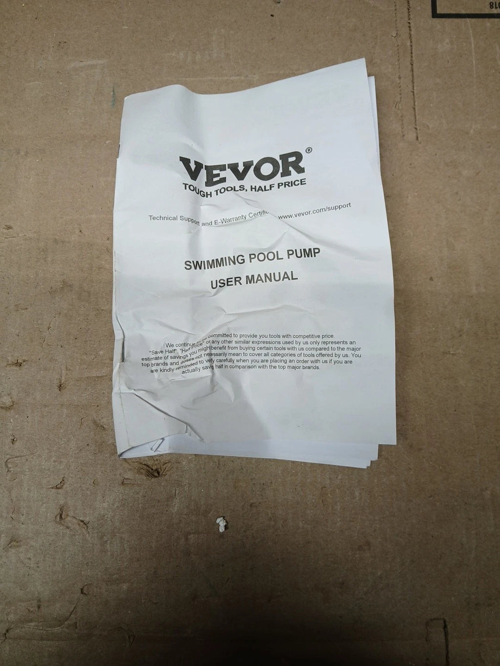 VEVOR Swimming Pool Pump 2.0HP 115V 1500W, Single Speed Pumps for Above...