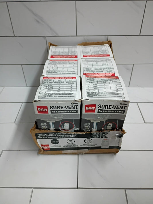 6pk OATEY 39016 1" 1/2 - 2" SURE VENT PLUMBING AIR ADMITTANCE PVC 160 DFU (NEW)