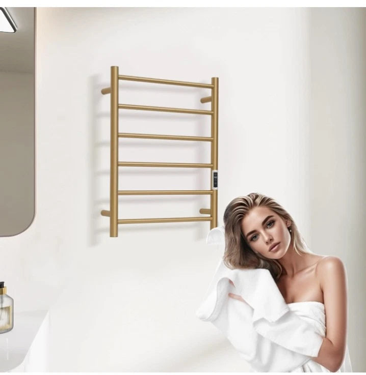 Heated Towel Racks Brushed Gold Wall Mounted Electric Towel Warmer Racks OB