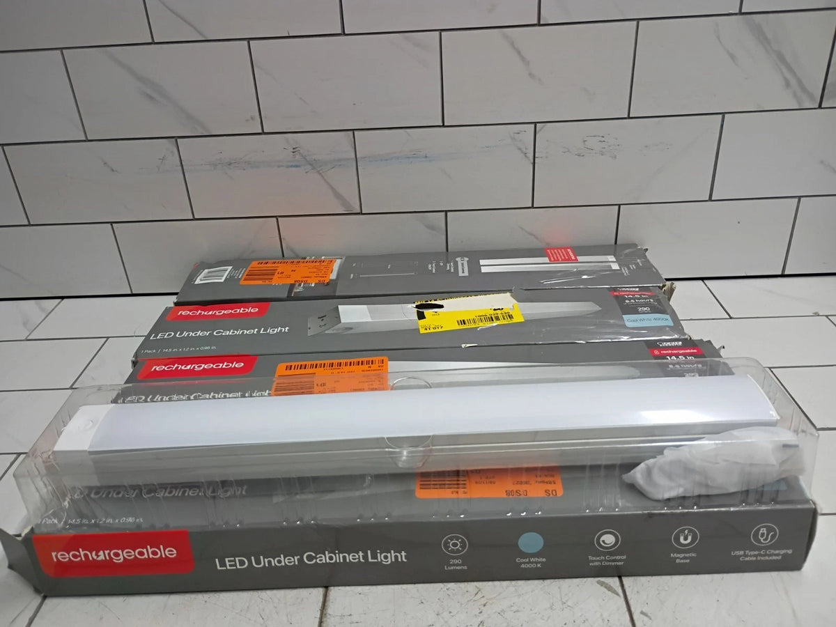 (4 Pack) Feit Electric LED Rechargeable 4000K White Under Cabinet Light 14.5" OB