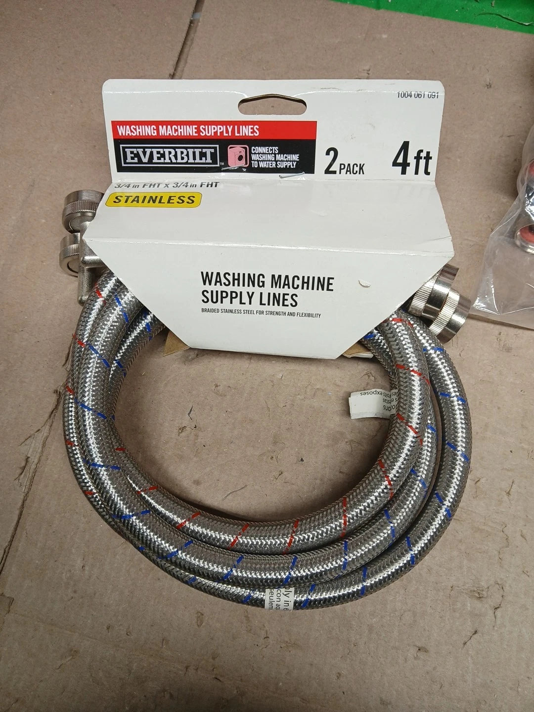 3pk (QTY 2) Everbilt 4FT Braided Stainless Steel Washing Machine Hose