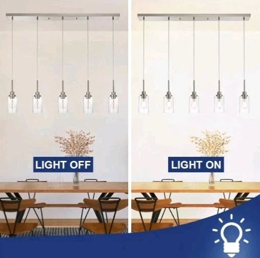 TODOLUZ 5-Light Farmhouse Chandelier, Adjustable Height Pendant Light