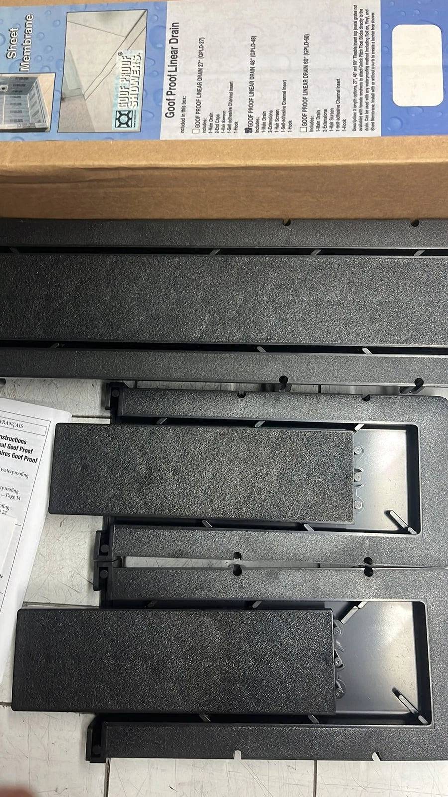Goof Proof 10017933 Tile Insert Linear Drain Adjustable 3 OPTIONS (27"/48”/60"
