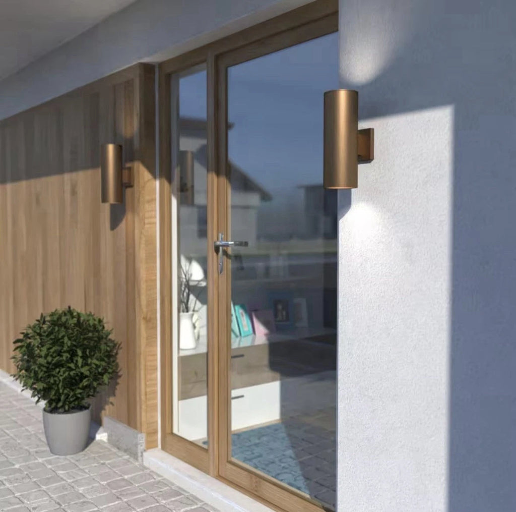 Vaxcel Chiasso 1 Light 14.25" Outdoor Wall Light, Warm Brass/Clear Cover -T0588.