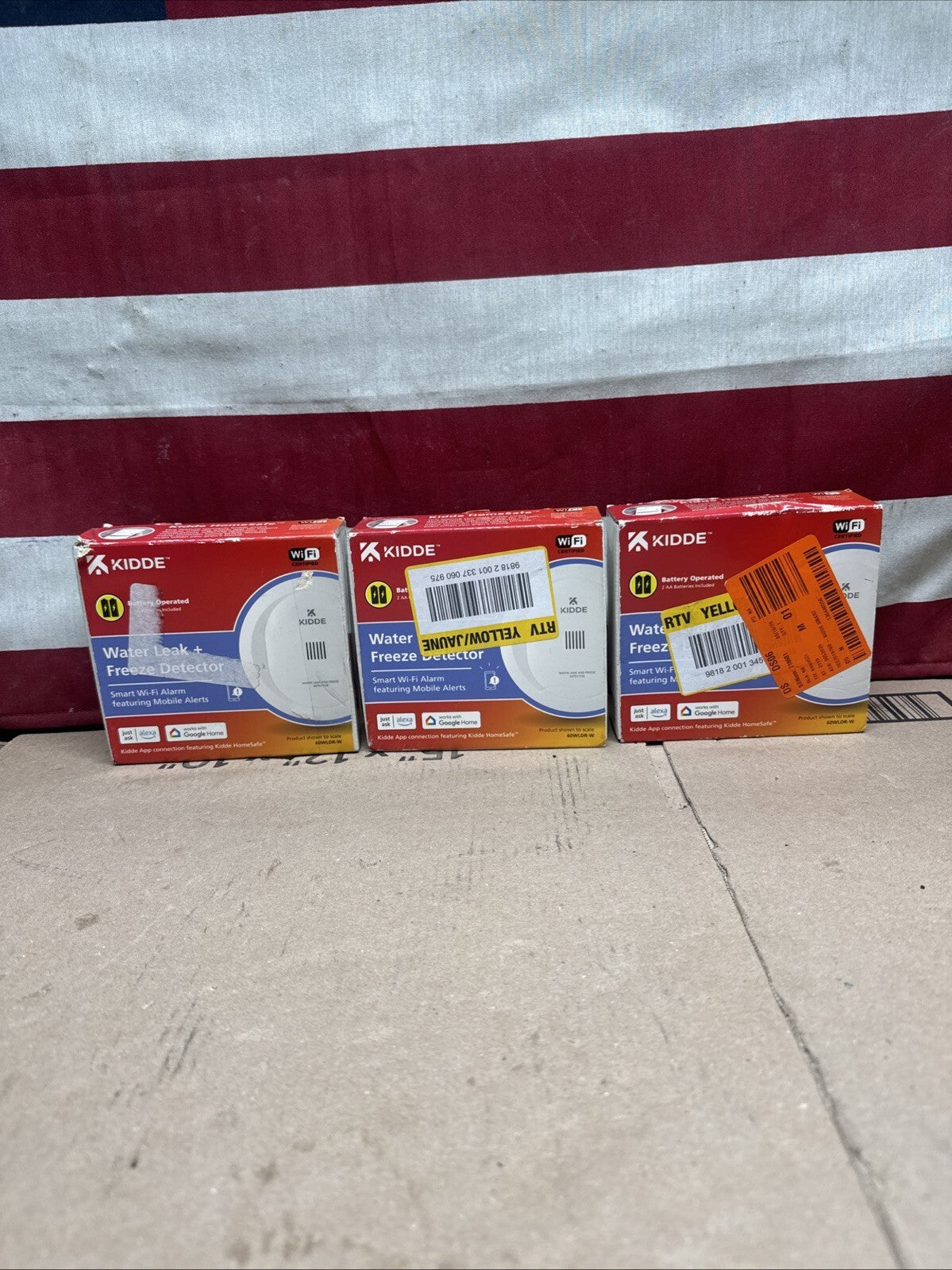 Kidde 3 Pack 60WLDR-W Battery Smart Water Leak Detector &Freeze Alarm, Wi-Fi