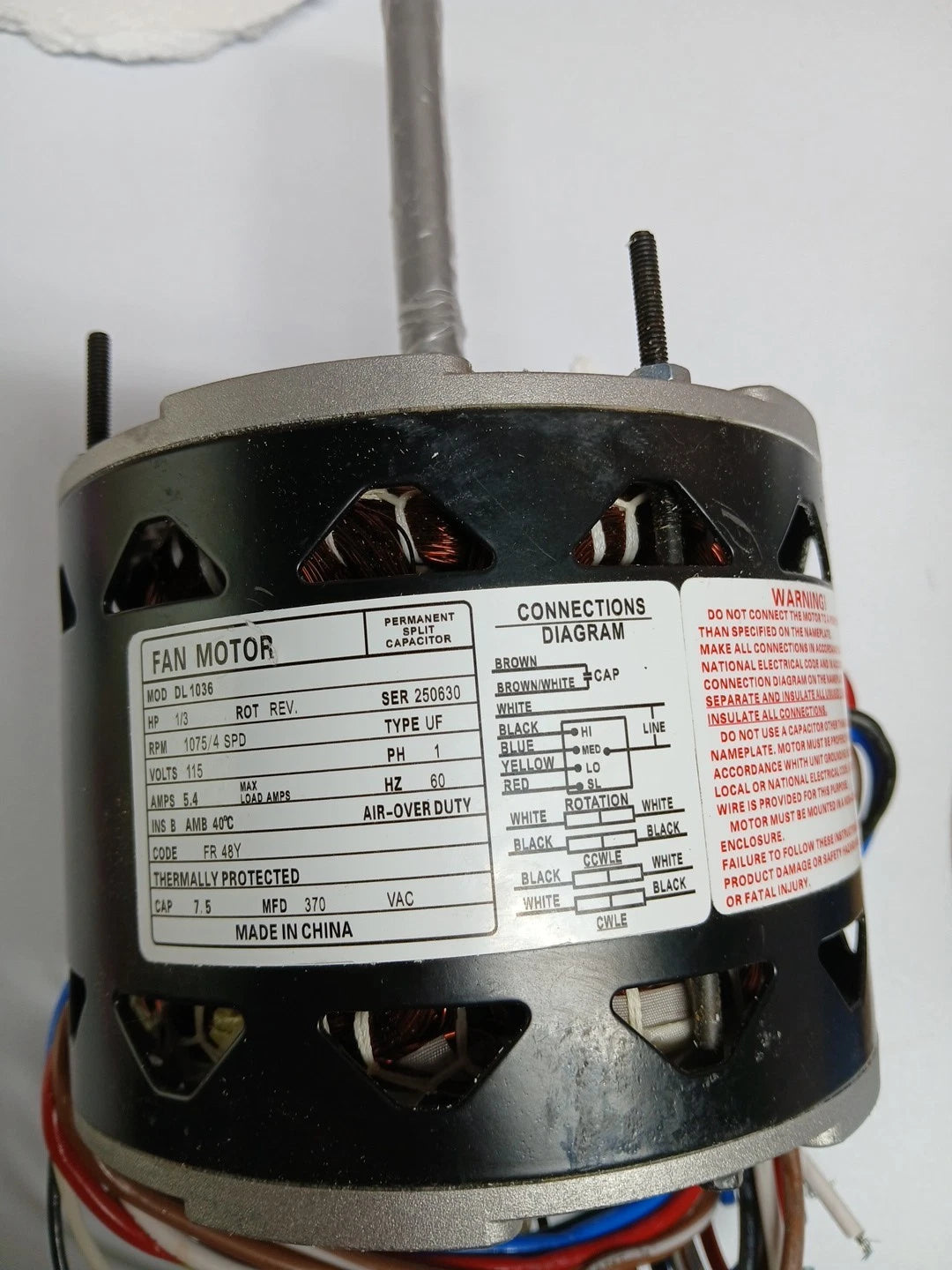 Motor 1/3HP Blower Motor 115 Volts 5.4 Amps