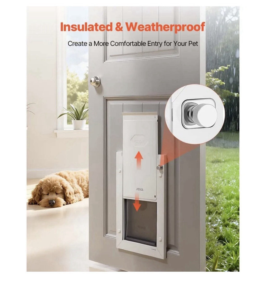 VEVOR M Pet Door, 8.25" x 12.25" Aluminum Frame W/ Lock and Flap System Open Box