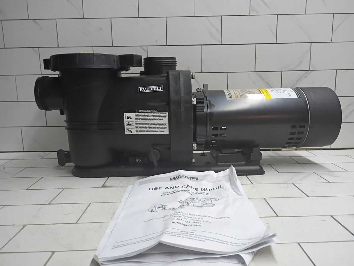 Everbilt SPP10002-2SP 1 HP Pool Pump 2 Speed 230V New Open Box **NO UNIONS**