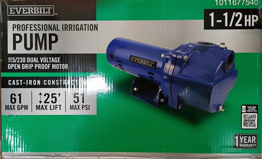 Everbilt 1-1/2 HP Dual Voltage Cast Iron Professional Irrigation Pump Parts