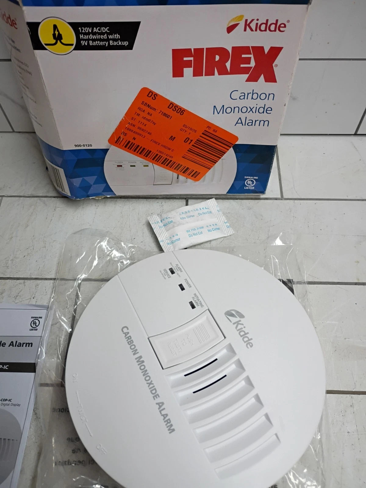 Kidde Carbon Monoxide Alarm 120 V Direct Wire Battery Backup 900-0120 Open Box