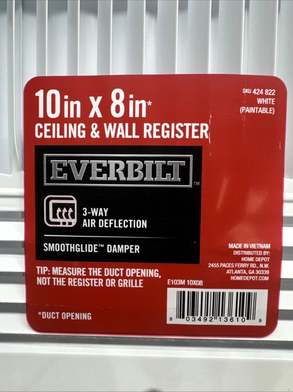 12PK Everbilt 10" X 8" Ceiling Wall Register White 3-Way Air Deflection Smooth..