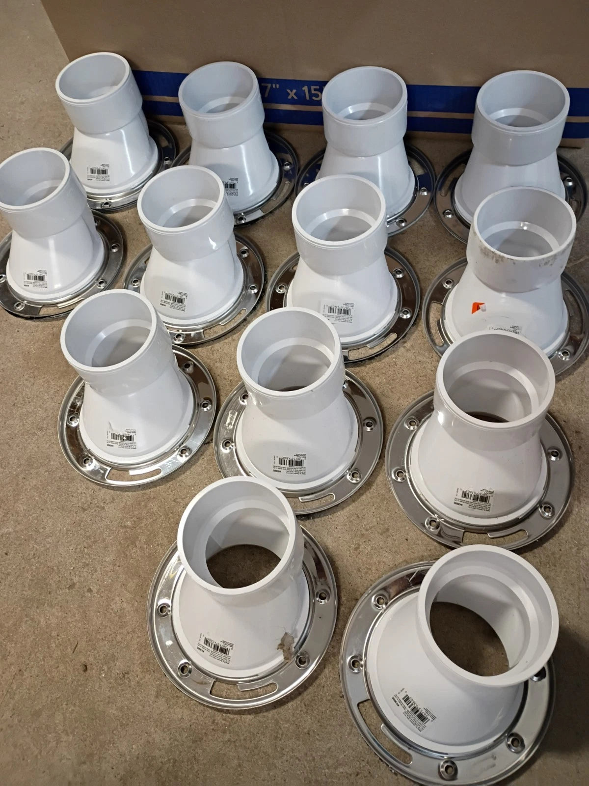 Lot Of 13 Oatey 43605 3" PVC Open Offset Toilet Flange with Stainless Steel Ring