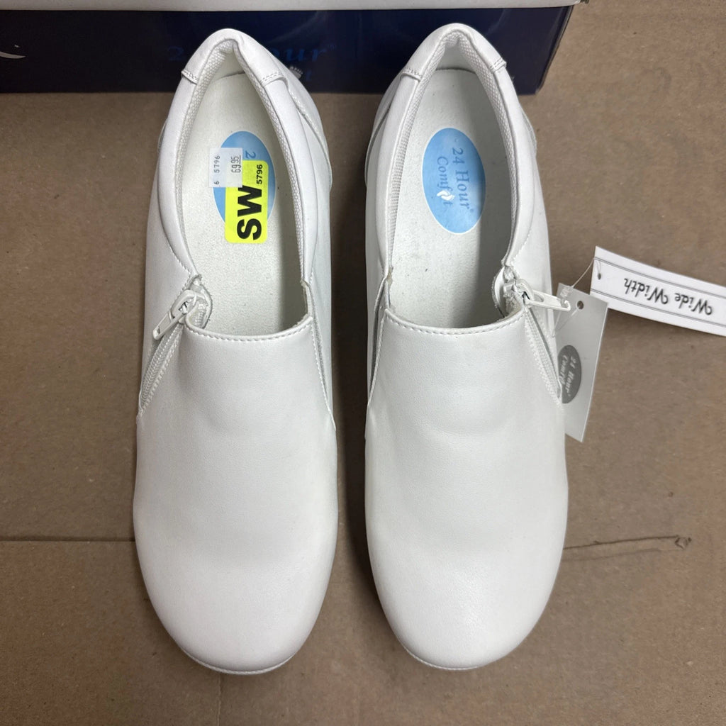 24 HOUR COMFORT Ester Women's 9 Wide Width Slip-On Leather Loafers Nurse