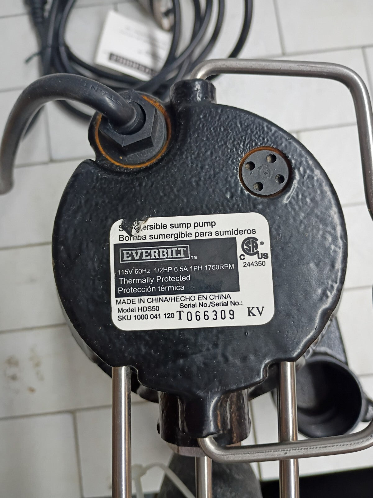 Everbilt  HDS50 1/2 HP Cast Iron Sump Pump Used, Read Description..