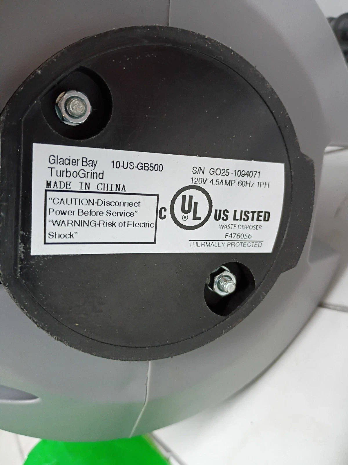 Glacier Bay GB500 Turbo Grind 1/2hp Garbage Disposal See Description