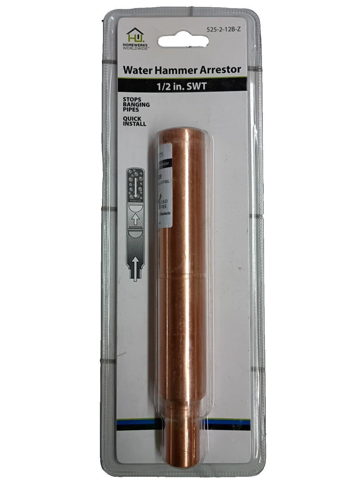 5pk HOMEWERKS 1/2 in. SWT Lead Free Copper Straight Water Hammer Arrestor (NEW)