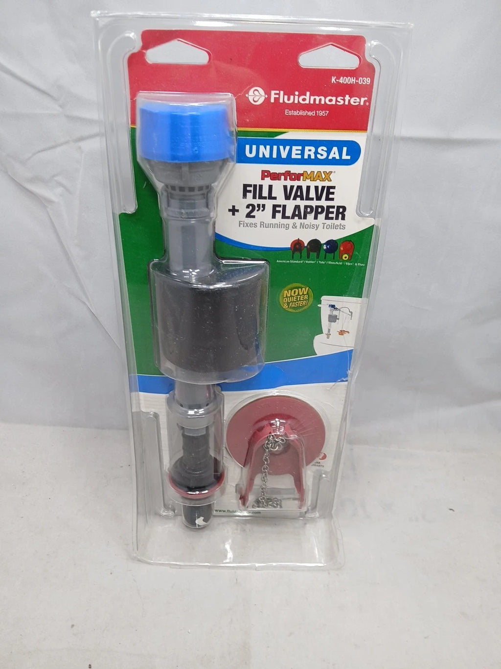 14PK Fluidmaster Performax Universal Toilet Fill Valve And FlapperKit K-400H-039