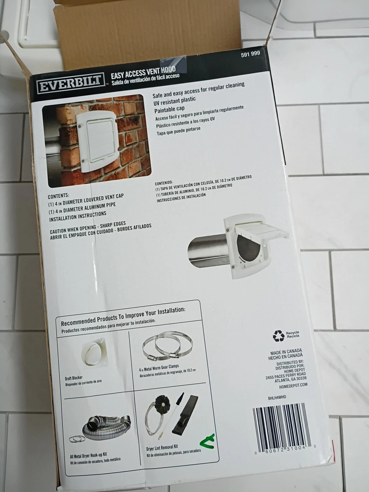 Everbilt 4 in. Hinged Louvered Vent Hood in White 591 999