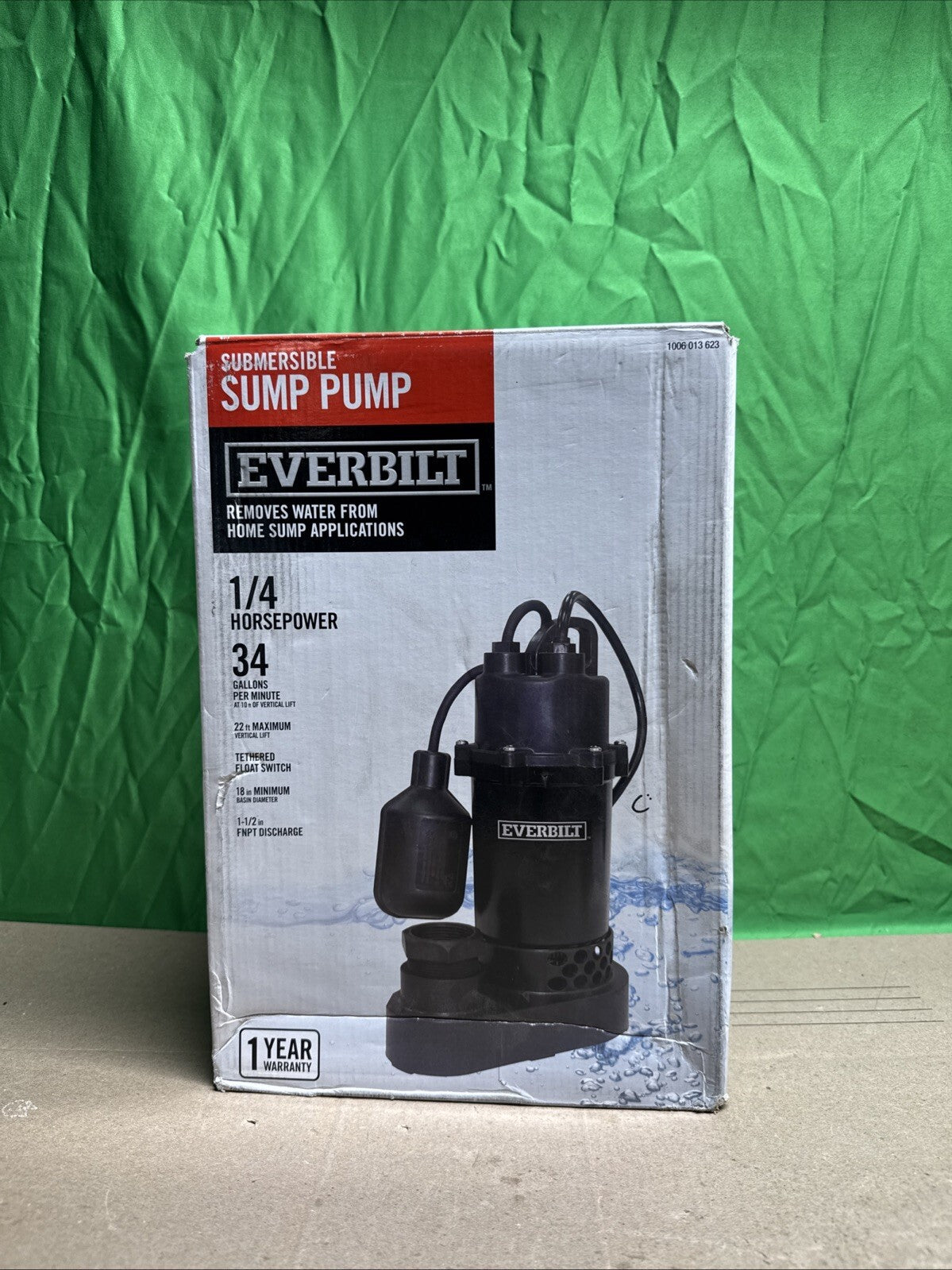 Everbilt 1/4 HP Aluminum Sump Pump w/ Tether Float Switch HDSP25W NEW OPEN BOX.